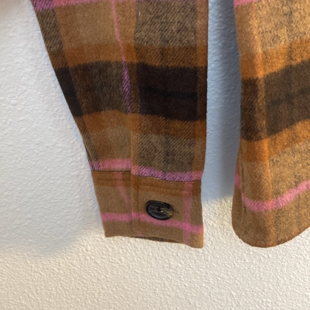 NWT BB Dakota Steve Madden Brown Plaid Flannel Boxy Shacket Size Small - Picture 3 of 8
